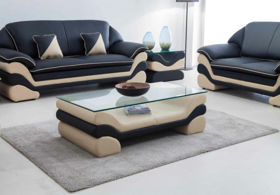 Table basse de concepteur de luxe classique Canapé Table de salon en cuir