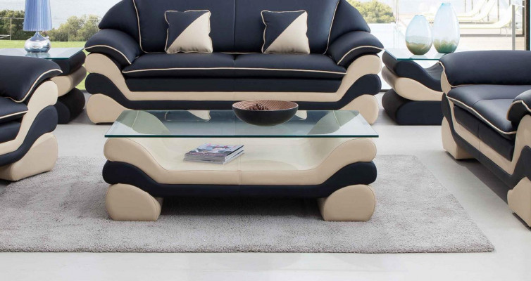 Table basse de concepteur de luxe classique Canapé Table de salon en cuir