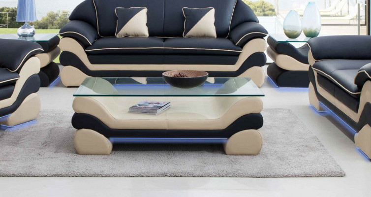 Table basse de concepteur de luxe classique Canapé Table de salon en cuir