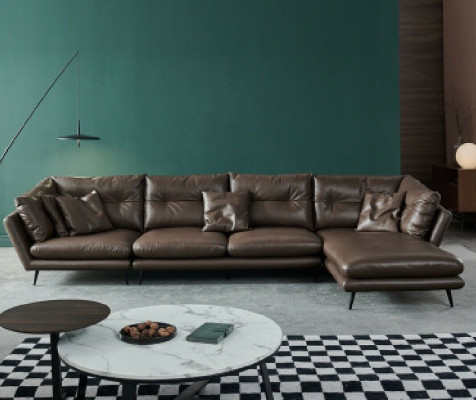 Canapé en cuir Canapé Canapé d'angle Design moderne Canapé d'angle Forme de L