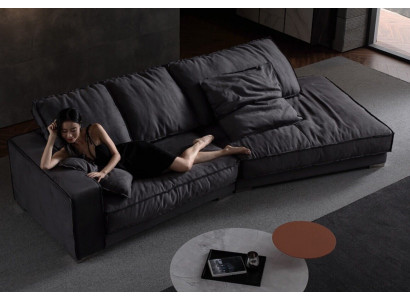 Des canapés de luxe modernes en L-shape design, nouveau canapé d'angle avec fonction lit en textile.