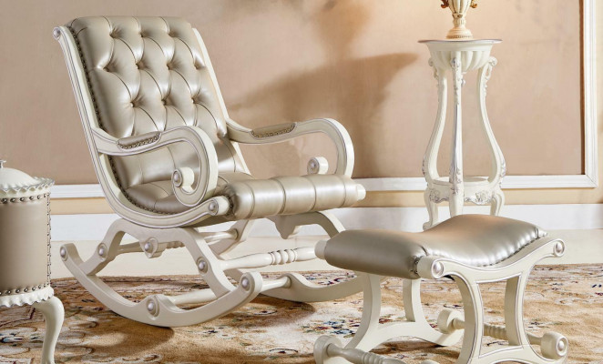 Chaise de balançoire Chesterfield Tabouret Chaise berçante Baroque Chaise pivotante Schwing Chaise Relax Cuir