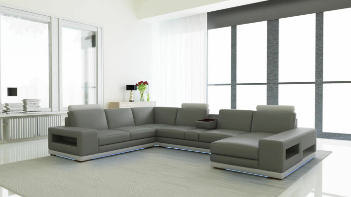 Canapé en cuir Canapé Paysage de vie Forme en U Design Canapé moderne 5154