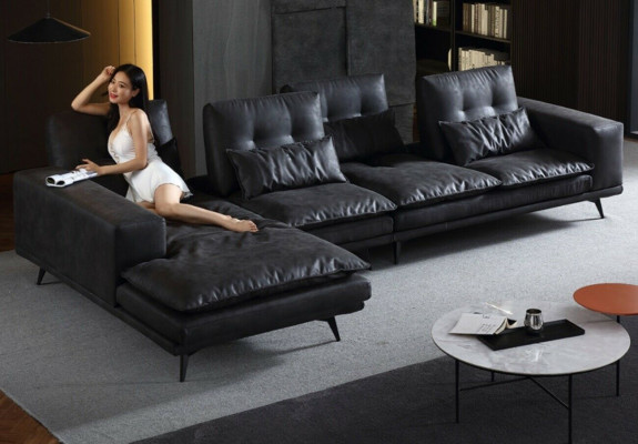 Paysage vivant Canapé d'angle en tissu en cuir Nouveau canapés Canapé en forme de L Sofa Canapé
