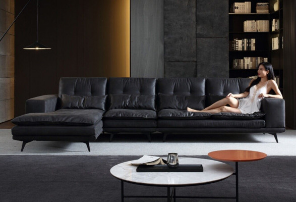 Paysage vivant Canapé d'angle en tissu en cuir Nouveau canapés Canapé en forme de L Sofa Canapé