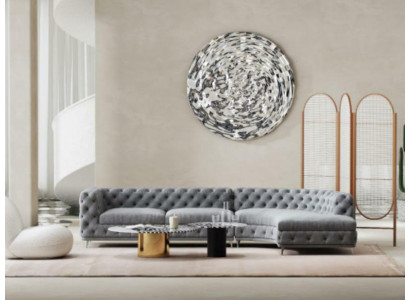 Chesterfield Siège Design Canapé Salon Sofas Tissu Canapé d'angle en forme de L Paysage vivant