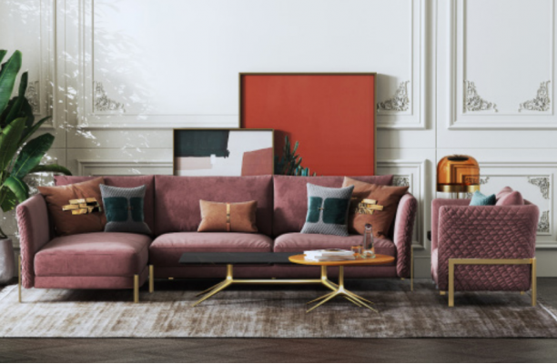Paysage vivant Canapé d'angle en L Fauteuil Ensemble Suite Sofa Moderne Textile