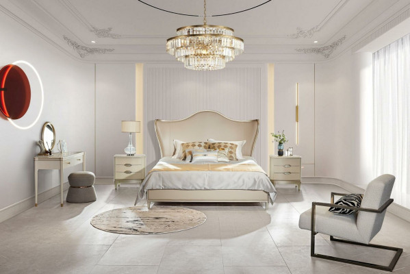 Lit de luxe en cuir de l'hôtel sur mesure, design de rembourrage pour chambre de sommeil en bois massif nouvel