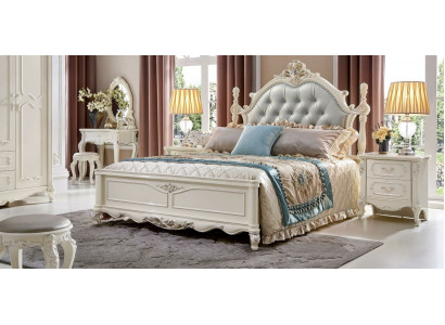Ensemble de chambre classique Chambre à coucher Lit Lits Meubles Bois massif 2x Table de chevet 3 pièces