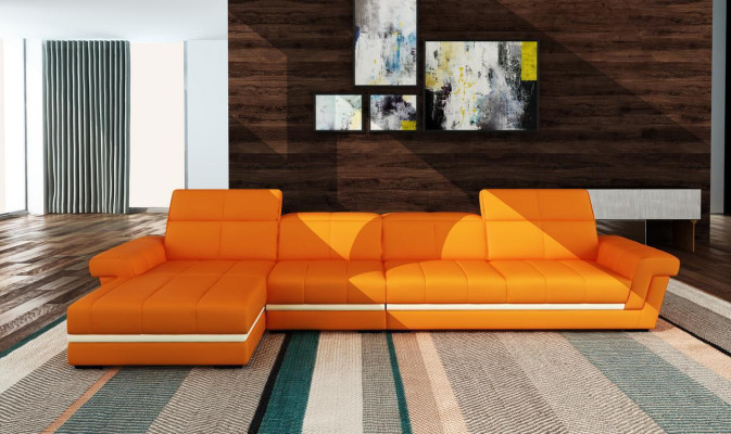 Canapé en cuir Canapé vivant Paysage en forme de L Design Canapé moderne 5136B Canapés