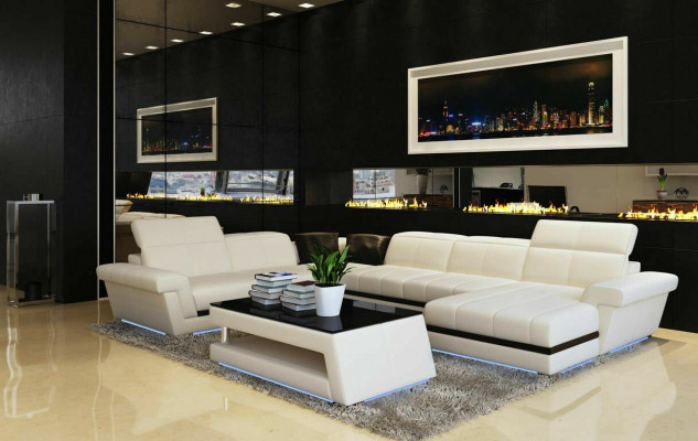 Canapé en cuir Canapé Canapé Salon en forme de U Design Canapés et canapés modernes