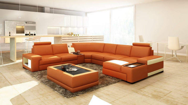 Canapé en cuir Canapé Canapé vivant paysage en forme de U Design Canapé moderne 5103 Canapés