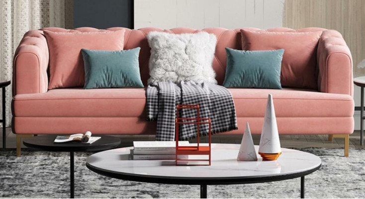 Pink Chesterfield Ensemble de canapés de designer Lounge Sofas 3+2 places