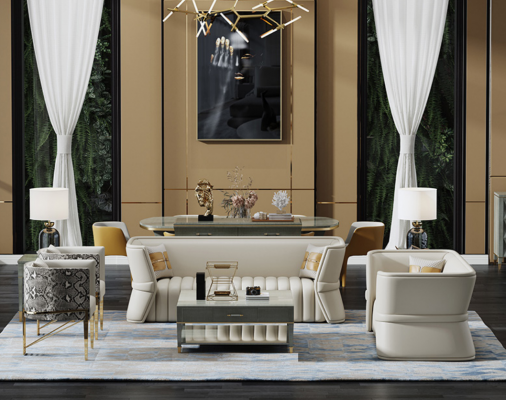 Canapé 3 places Siège Paysage vivant Canapés Canapés Rembourrage Trois places Meubles de luxe