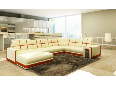 Canapé en cuir XXL Paysage vivant Canapé d'angle Rembourrage Coin Siège Canapé Suite