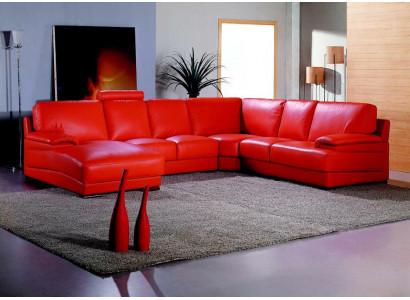 Canapé en cuir, paysage vivant, canapé d'angle, rembourrage, siège d'angle, canapé, suite, U-forme, XXL, grand