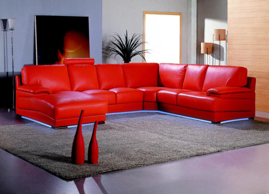 Canapé en cuir, paysage vivant, canapé d'angle, rembourrage, siège d'angle, canapé, suite, U-forme, XXL, grand