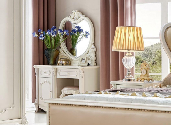Table de chevet coiffeuse ensemble de lit de luxe design moderne de 6 pièces