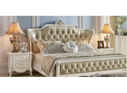 Lits royale de luxe Lit double Hôtel Chesterfield Lit en cuir Lit en bois massif