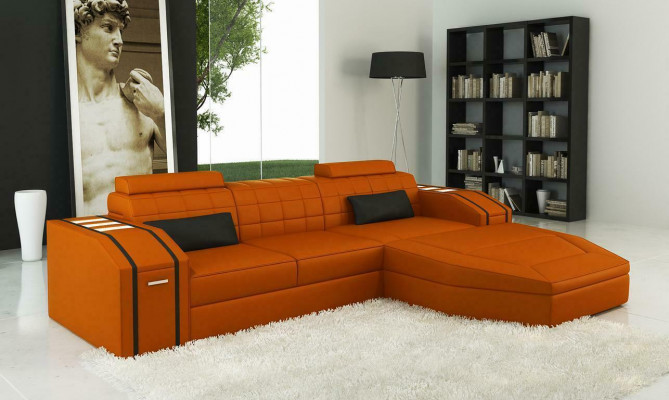 Design Canapé d'angle rembourré en cuir Canapés Suite XXL Paysage vivant