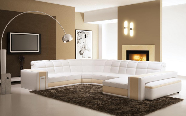 Coins de design Grand canapé d'angle rembourré en cuir Canapés Suite XXL
