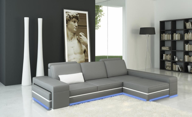 Canapé en cuir Canapé d'angle Salon en forme de L Design Moderne Décoration d'angle Sofas