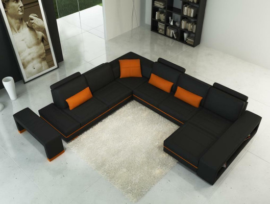 Canapé d'angle en cuir canapé living paysage en forme de U Design Canapé moderne Coin Décor Canapés