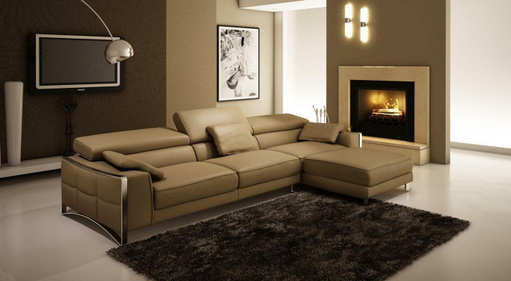 Coins de design XXL Grand canapé d'angle rembourré en cuir Canapés de suite