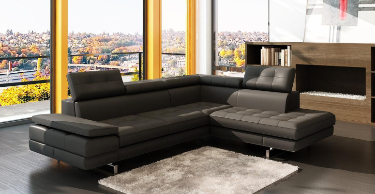 Canapé en cuir Canapé en cuir de la vie Paysage en cuir en forme de L Design Moderne Sofa 5057