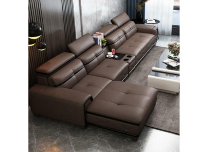 Sièges Meubles Paysage de vie Luxe Imitation cuir Canapé d'angle Forme en L Rembourrage Moderne Détente