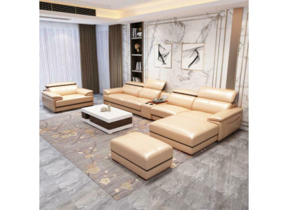 Coin détente Suite d'angle Canapé d'angle en L Rembourrage Moderne Mobilier de siège Paysage vivant de luxe