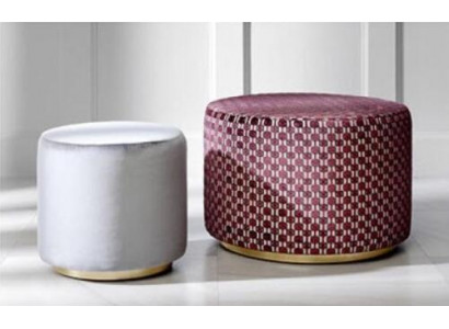 Groupe Tabouret Tabouret Banquette Pouf Tabouret Velours Tissu Rond Bois Ensemble 2 pièces