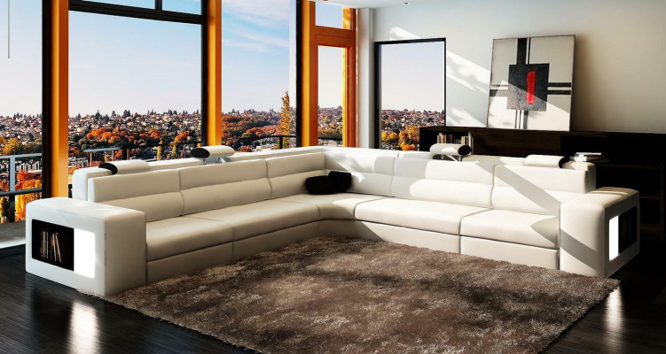 Design XXL Grandes coins Rembourrage Canapé Angle Canapé Canapés Cuir Suite En forme de L