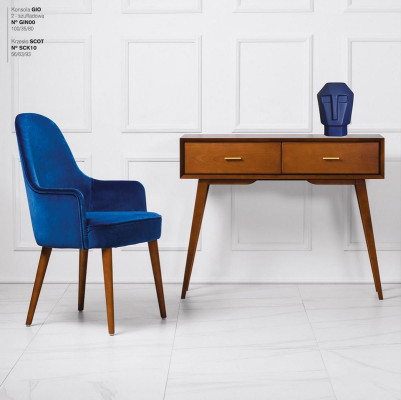 Salle à manger Chaise Chaise Fauteuil Siège 1 Place Fauteuil Club Tissu Bleu Salle à manger Bois