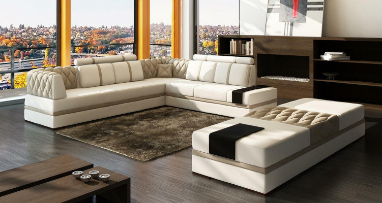 Canapé d'angle rembourré en forme de L xxl Designer living landscape Sofa Rim Couch d'angle