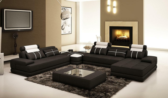 Canapé d'angle rembourré XXL de style design pour salon en Ligne avec canapé d'angle et canapé.