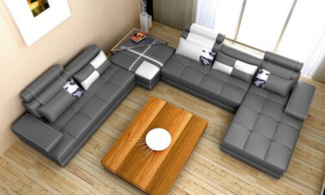 Canapé d'angle XXL en forme de U, design de salon, coins rembourrés