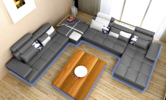 Canapé d'angle XXL en forme de U, design de salon, coins rembourrés