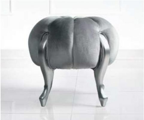 Tabouret de luxe Repose-pieds en polyester Siège de salon Tissu Gris Tabouret de luxe Velours
