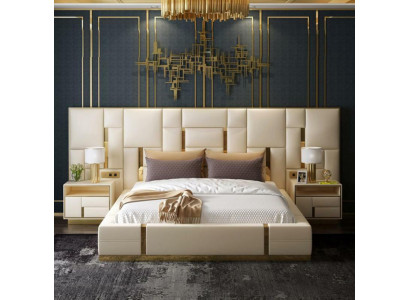 Conception de literie de luxe en bois pour lit double d'hôtel.