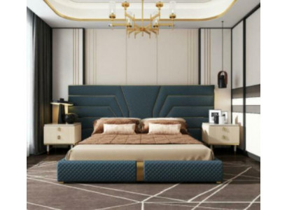 Lit design 180x200 Lits en cuir textile Double chambre de repos de luxe