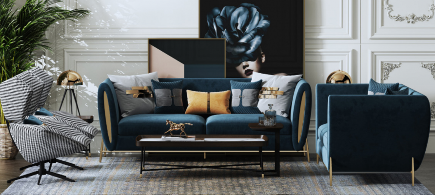 Ensemble de canapé 3+1 places Design Canapés Rembourrage Canapés Textile Relax Luxe