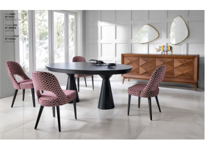 Ensemble de salle à manger de luxe avec table de salle à manger, chaises, buffet en bois 6 pièces.