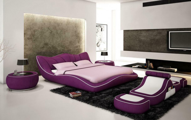 Lit design moderne XXL Lits décoratifs Style de luxe Double Hôtel en cuir