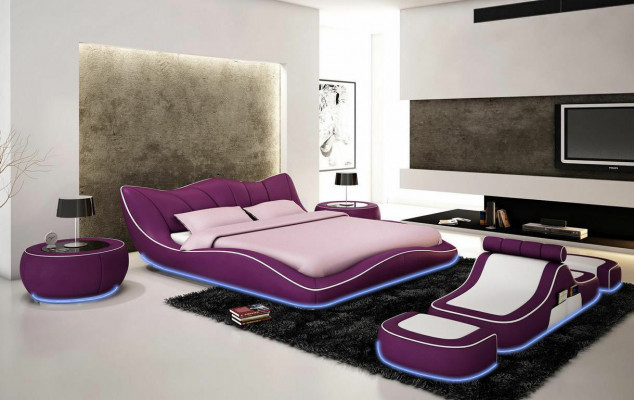 Lit design moderne XXL Lits décoratifs Style de luxe Double Hôtel en cuir