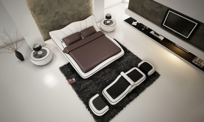 Lit design moderne XXL Lits décoratifs Style de luxe Double Hôtel en cuir