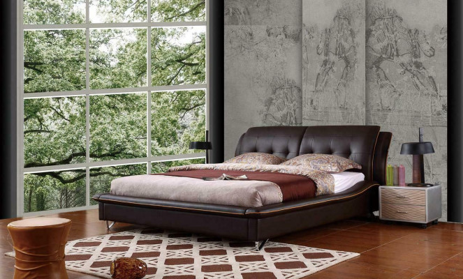 Lit de design moderne Lits XXL Style de luxe Double Hôtel Cuir