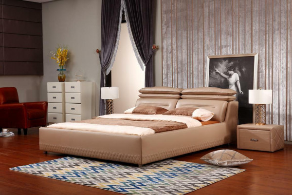 Lit de design moderne XXL Style Lits de luxe d'hôtel Double en cuir 140 160