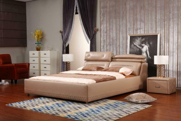 Lit de design moderne XXL Style Lits de luxe d'hôtel Double en cuir 140 160
