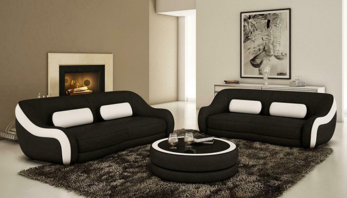 Ensemble de canapés Siège Cuir Design XXL Rembourrage Canapé Set Suite 3+2 Places